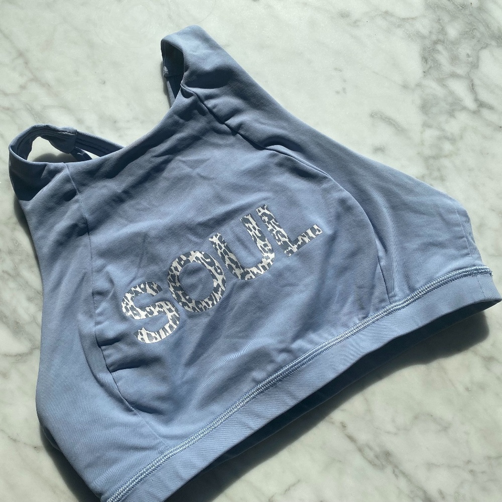 SoulCycle Baby Blue racerback sports bra size 6